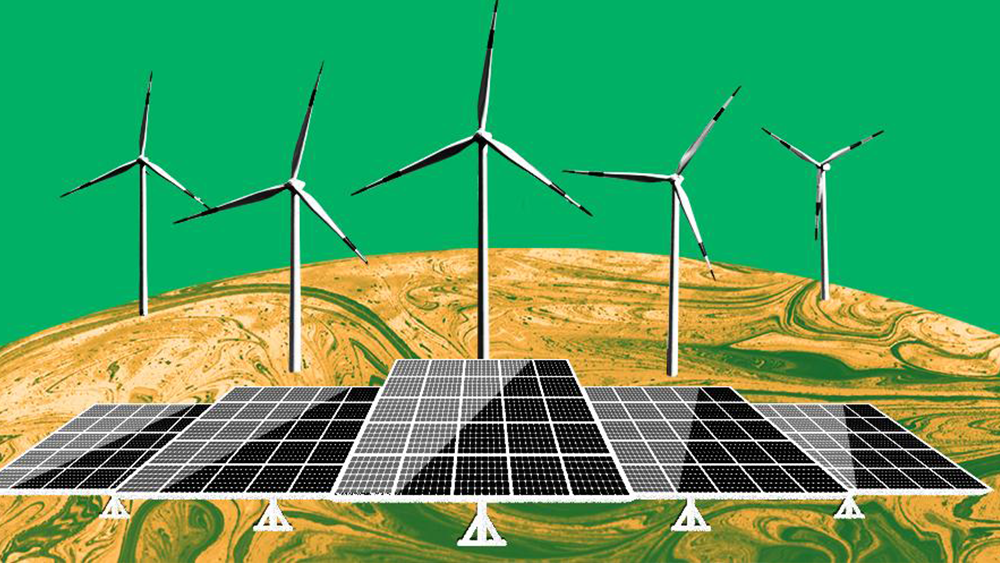 Solar panels and wind farms
